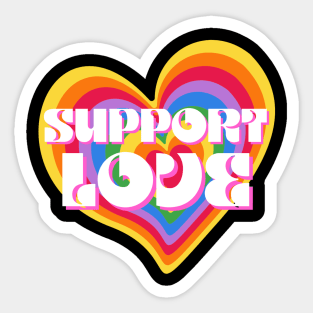 Support Love Rainbow Heart LGBT Equality Sticker